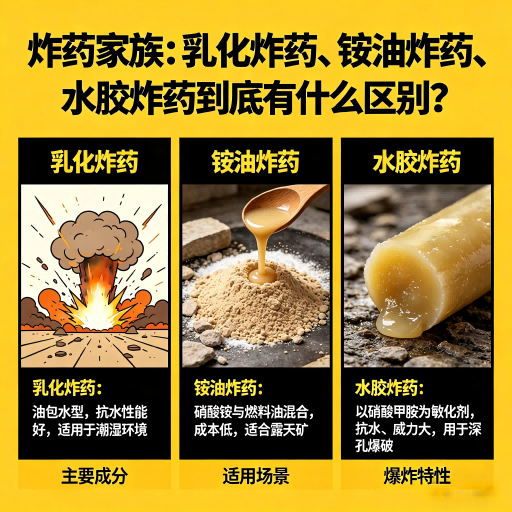 格尔木炸药家族：乳化炸药、铵油炸药、水胶炸药到底有什么区别？